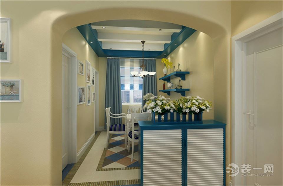 苏州雅腾装饰 蓝光天悦城140平地中海风格客厅案例设计效果图