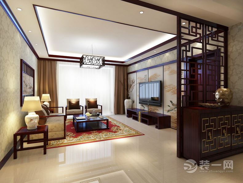 北京雅腾装饰  合景峰汇中式风格客厅案例设计效果图