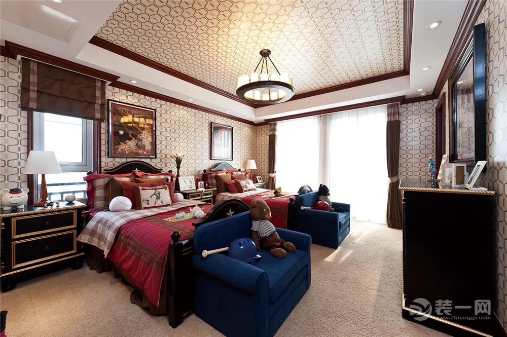 北京雅腾装饰-天之运180平古典美式风格卧室案例设计效果图
