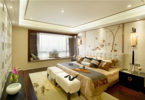 苏州雅腾装饰  现代园墅242平中式风格卧室案例设计效果图