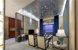 苏州雅腾装饰  现代园墅242平中式风格客厅案例设计效果图