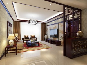 北京雅腾装饰  合景峰汇中式风格客厅案例设计效果图