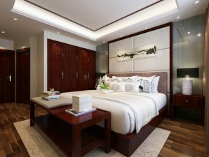 北京雅腾装饰  合景峰汇中式风格卧室案例设计效果图