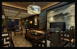 北京雅腾装饰-中式风格客厅案例设计效果图