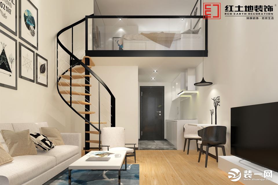 42平loft现代风格楼梯装修效果图