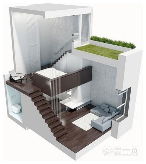 【枫雅装饰】港龙城42平米loft现代简约风格 户型装修