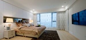 苏州新湖明珠城132平三居室纯白北欧风卧室装修效果图