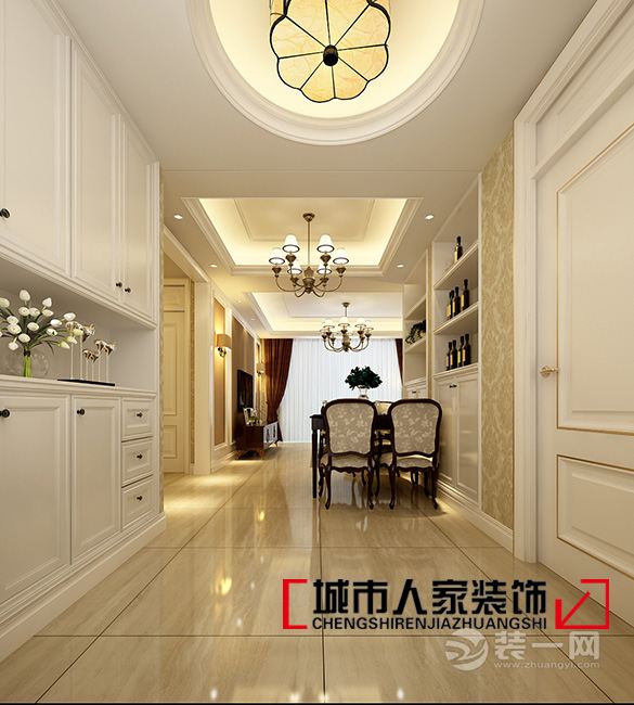 烟台装修公司城市人家天福新城欧式风格装修效果图0客厅2