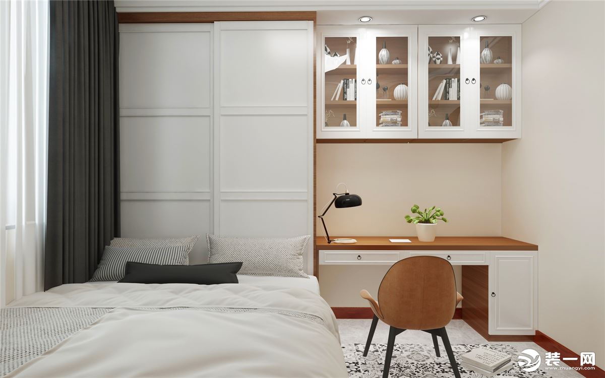 次臥室采用了榻榻米的設計，空間有限，榻榻米的設計可以同時滿足休息區域，儲物區域，工作區域