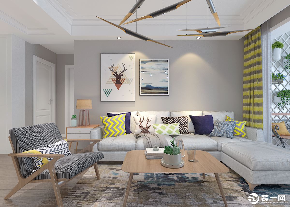 现代简约客厅沙发效果图图片素材-正版创意图片500775670-摄图网