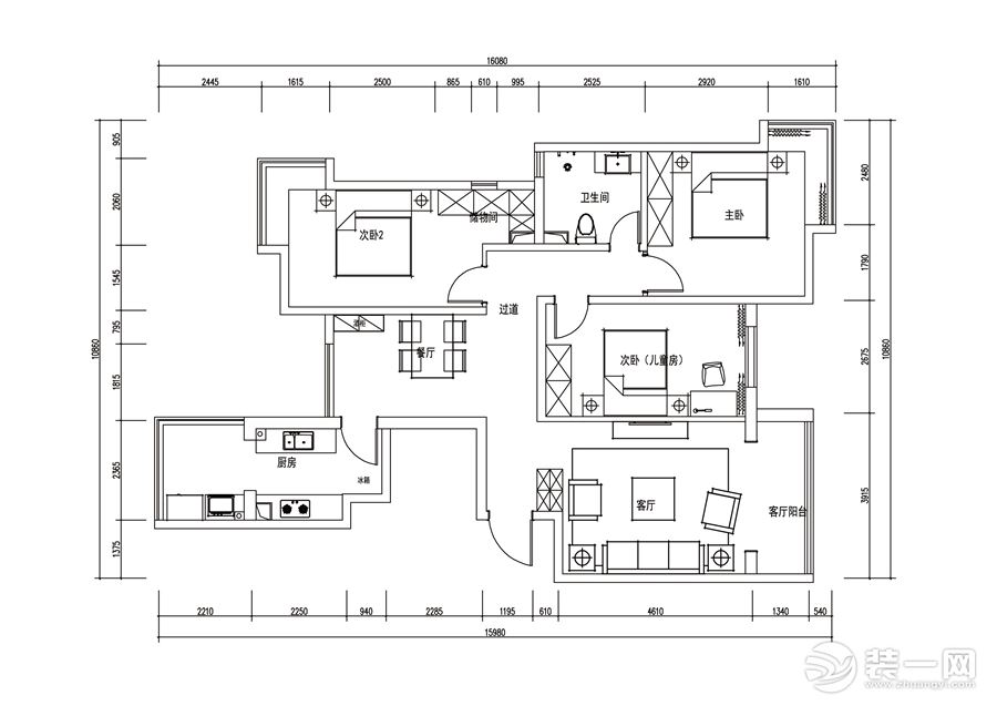 三室兩廳一衛(wèi)的戶型案例