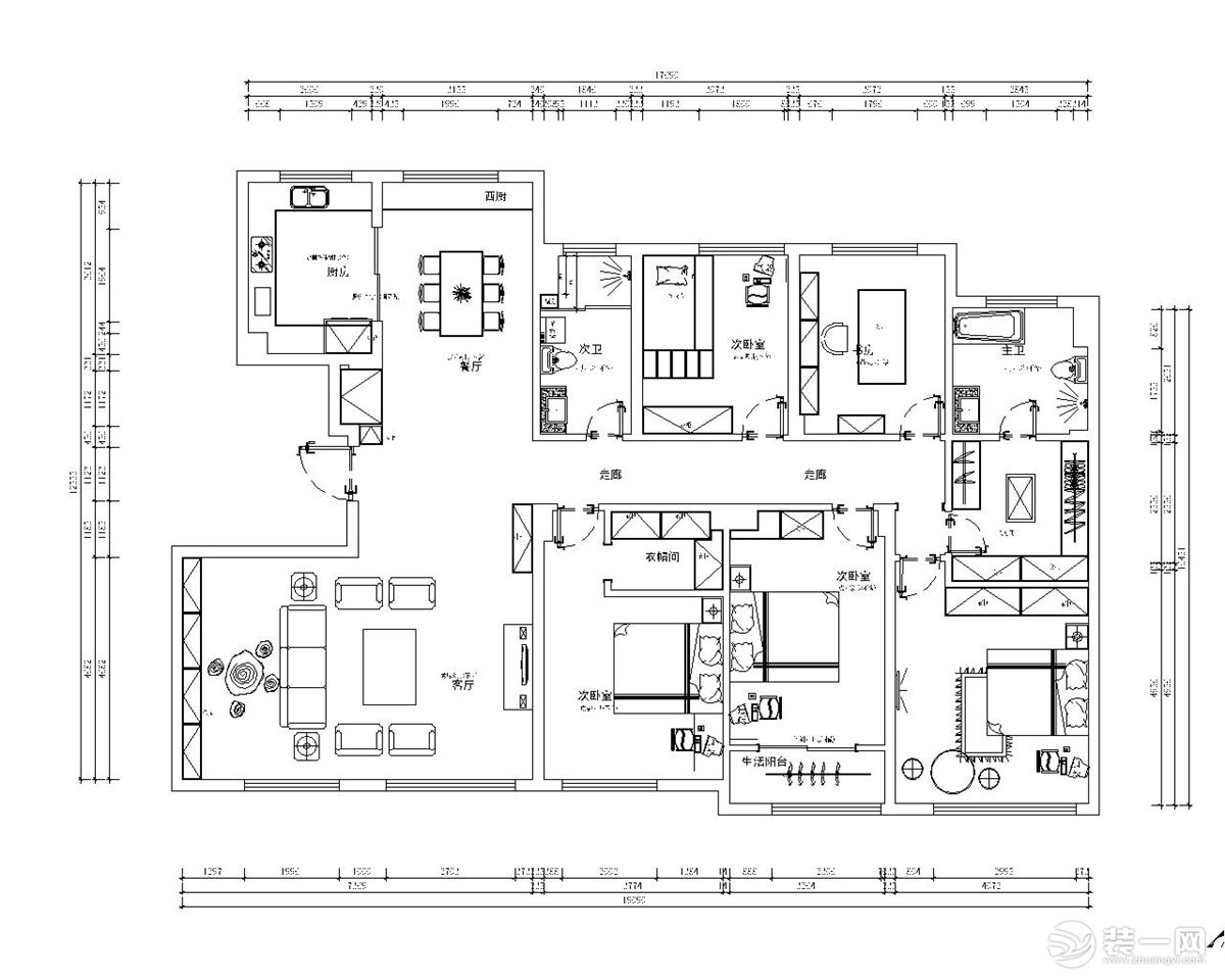 五室两厅3卫的平面户型方案