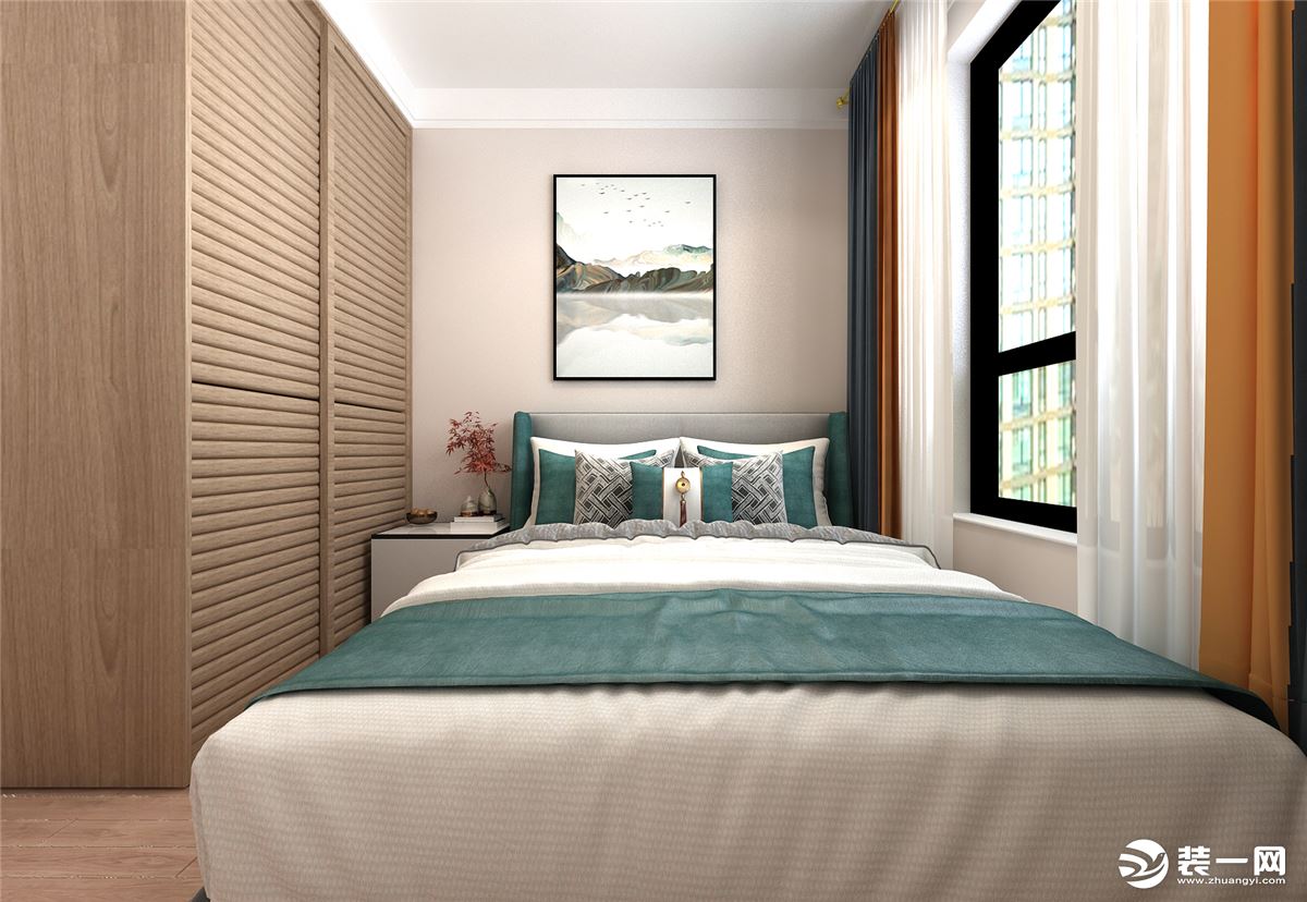 南次卧空间用色稳重，具有高级感，软装搭配的呼应也做得十分细致。