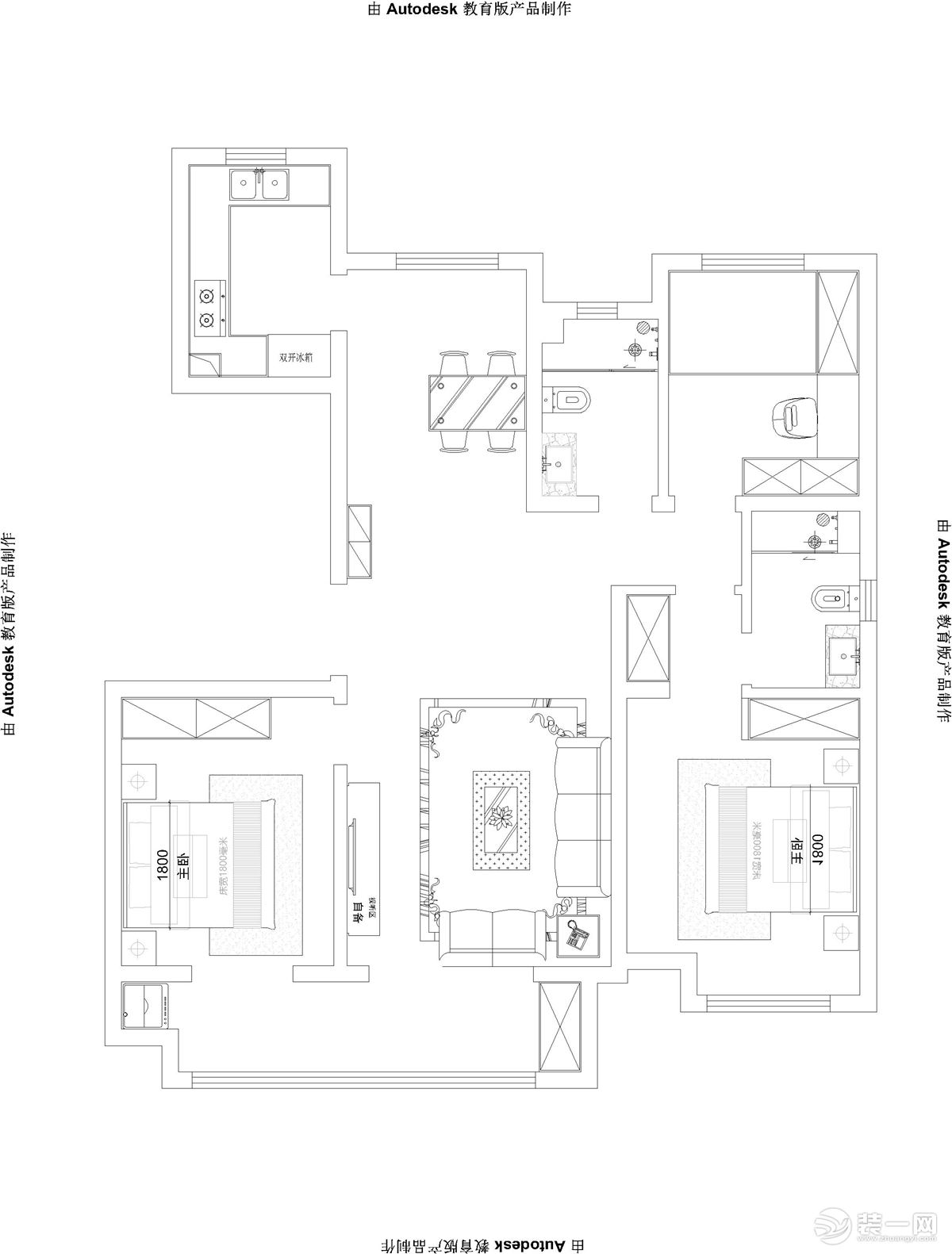 三室兩衛(wèi)兩廳的平面戶型方案