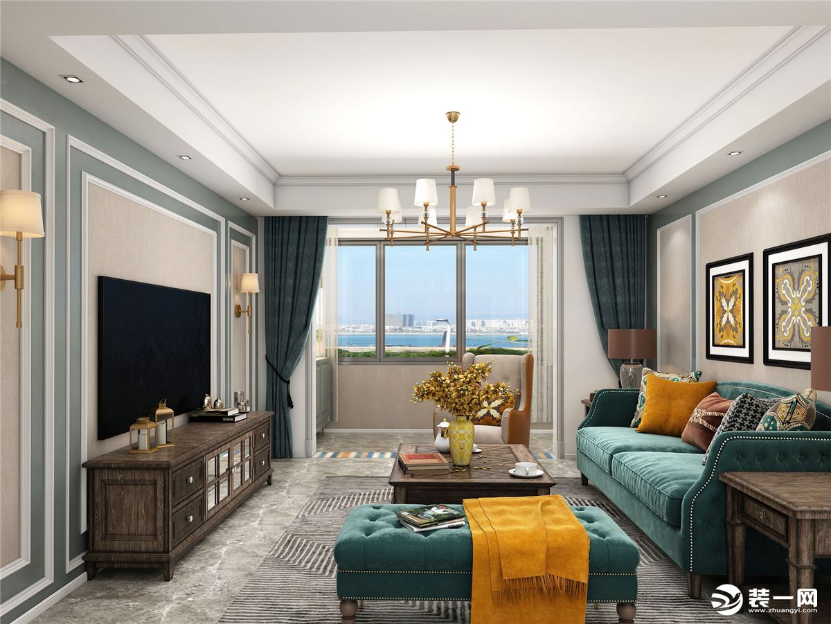 古典客厅沙发茶几效果图-上海装潢网