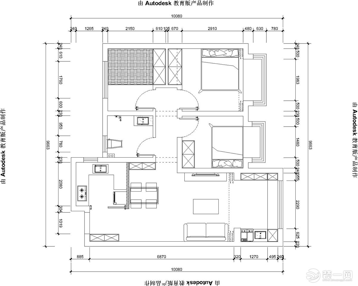 三室兩廳一衛(wèi)的平面戶型方案