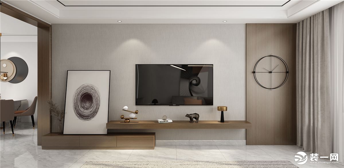 客厅整体设计不论从风格上还是造型上客户都遵从了简约风格的特点。