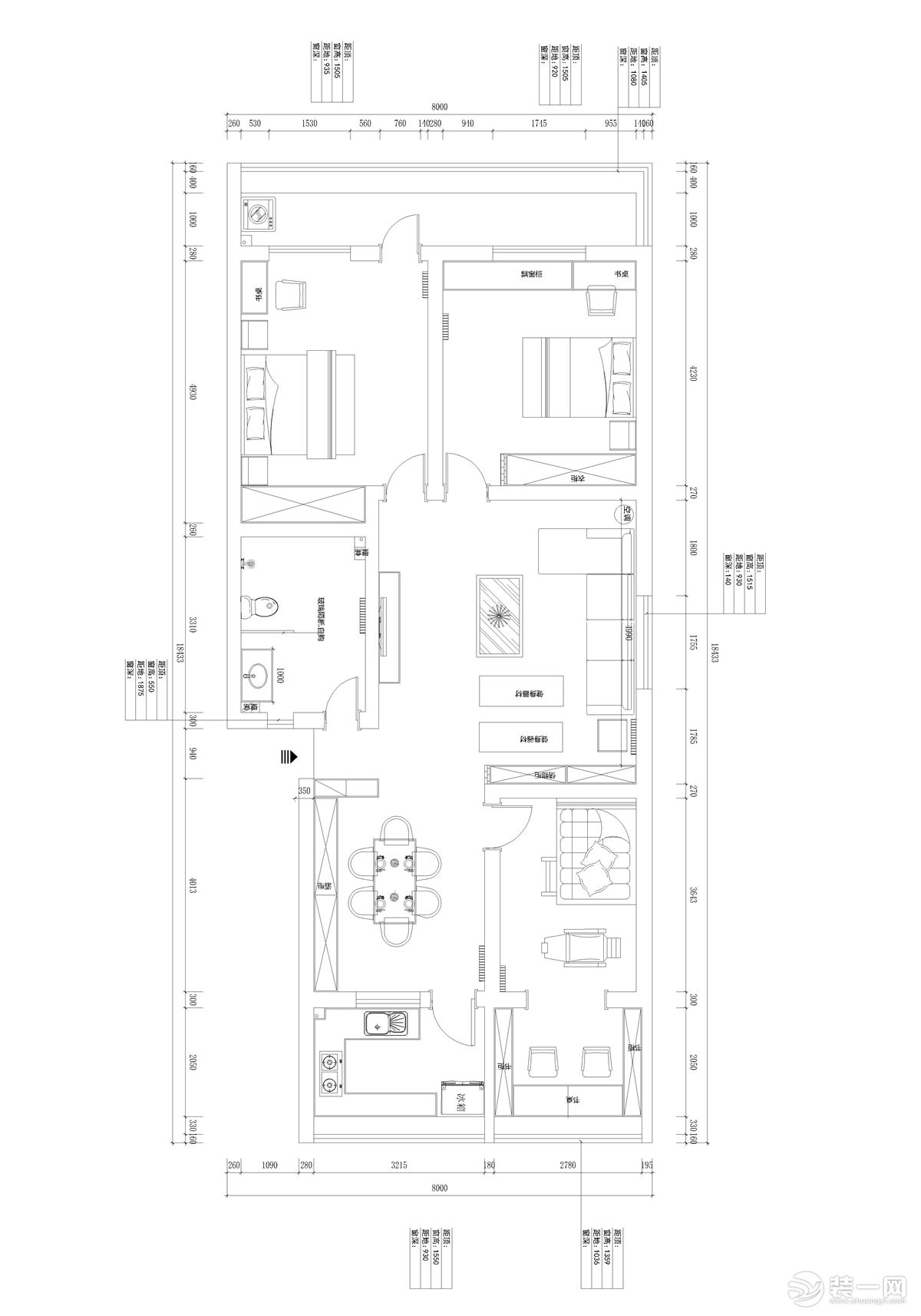 三室兩廳一衛(wèi)的平面戶型方案