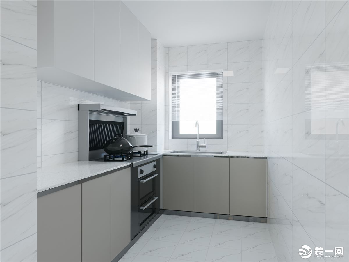 厨房的墙地砖都已白色简洁为主打色调 整体感觉简洁大方 干净舒适。
