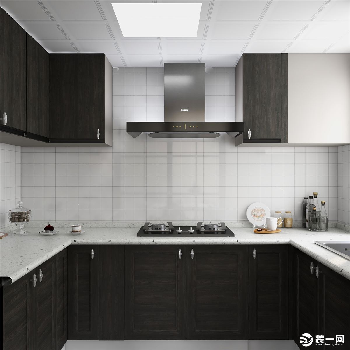整个厨房良好的采光，搭配浅色墙地砖，是整个空间更加明亮通透，使整个空间设计感更强。