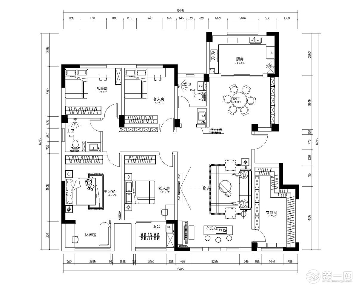 5室2卫2厅的平面户型方案