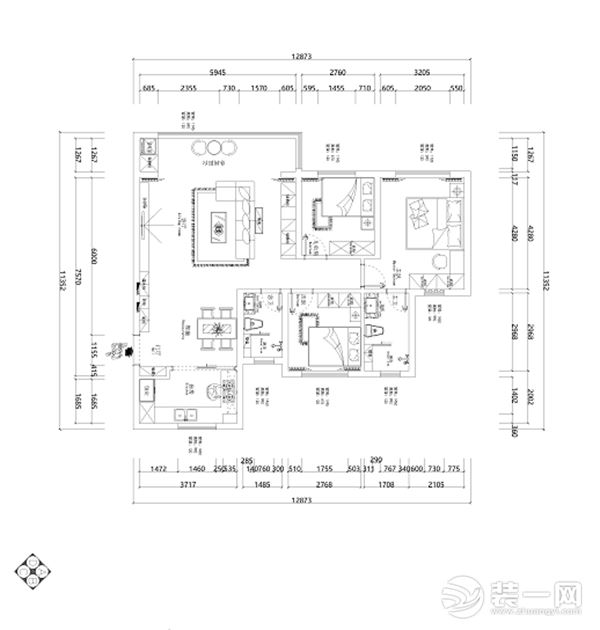 三室兩衛(wèi)兩廳的平面戶型方案