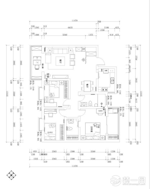 三室兩廳兩衛(wèi)的平面戶型方案