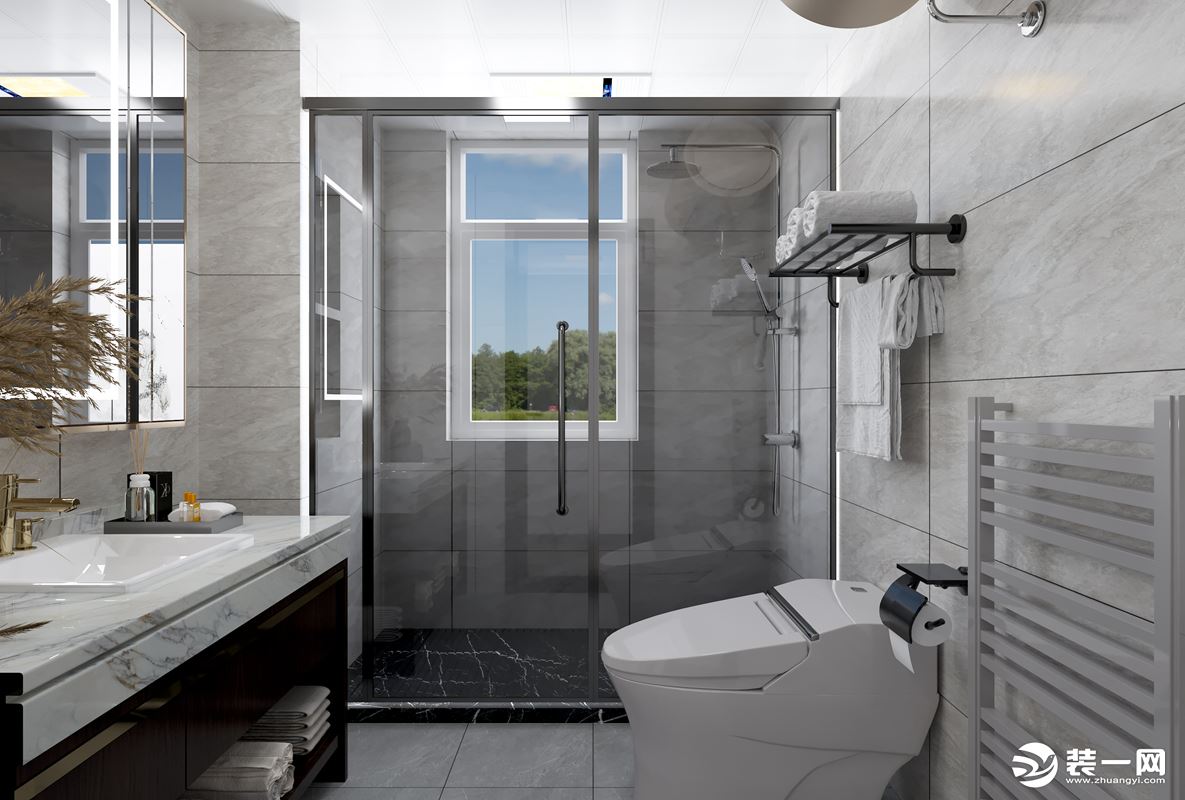 卫生间是一个涉及个人隐私的空间，干湿分离的设计，将淋浴区和马桶、浴室柜分开，清洁起来更方便。