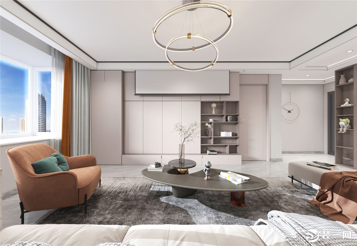 客厅选用轻奢作为空间主色调，奠定了优雅沉静的空间气质。