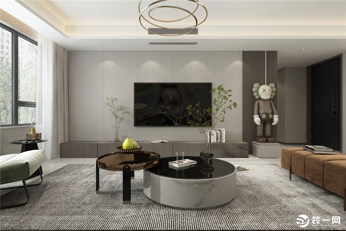 客厅简约实用、通透舒适的生活空间使整体更加端庄大气。