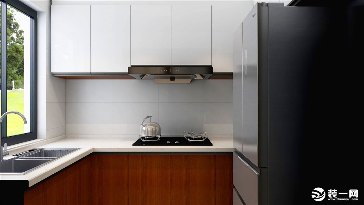 厨房考虑到实用性，把厨房橱柜做了最大化的设计，主要以功能，以实用为主，简洁而不简单。