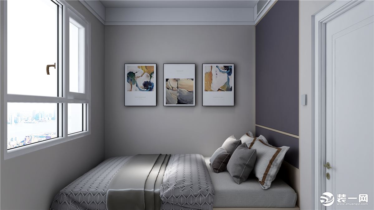次卧2：卧室房间较小，没有其他的造型，主要作为居住休息的环境，墙面的挂画增加了层次感，看起来不单