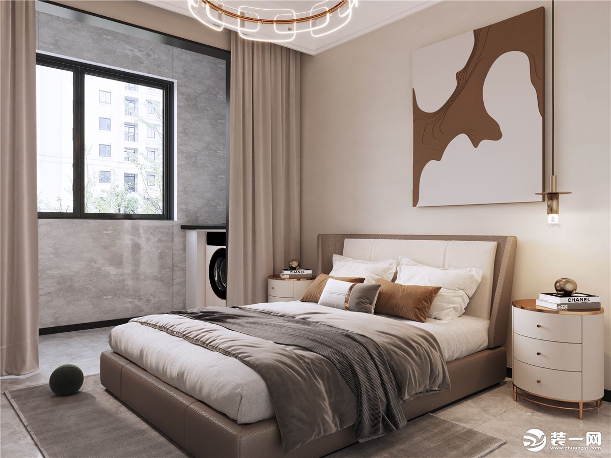 卧室：极简主义的设计理念在卧室中得到了充分体现，不多余的家具和简洁的线条营造出安静舒适的空间。