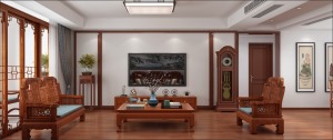 客厅的整个空间采用的还是白色乳胶漆为主色调，影视墙区域采用实木线条，看起来简洁大气