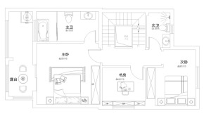 二楼为3室两卫的居住休息空间 平面户型方案