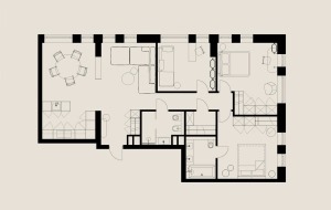 三室两卫两厅的平面户型方案