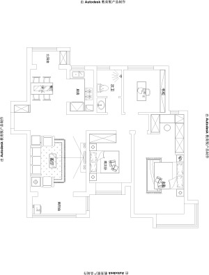 三室一卫两厅的平面户型方案