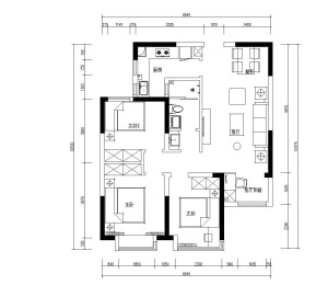 三室一卫两厅的平面户型案例