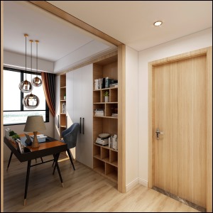 单独设立了书房 让整个家庭空间增加了一个可以安静的角落 增加房间的功能性。