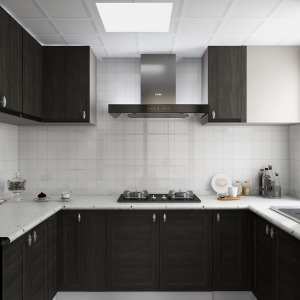 整个厨房良好的采光，搭配浅色墙地砖，是整个空间更加明亮通透，使整个空间设计感更强。