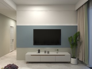 浅灰色的地面与与浅蓝色的墙面，相互呼应诠释了很舒服居家的感觉。