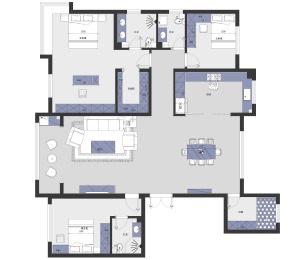 四室两厅三卫的平面户型方案