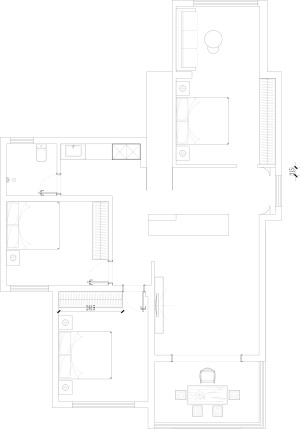 三室两厅一厨一卫的平面户型方案