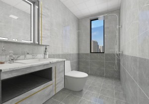 浴室柜台面加厚边设计，更显大气，让空间更加的简洁统一。