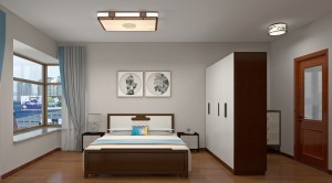 卧背景墙采用和床头墙统一颜色，保证整体空间颜色统一性，考虑收纳，睡眠空间
