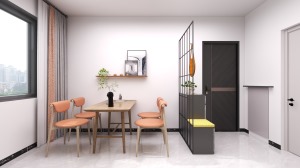 餐边柜和书柜为一体的设计，既美观又节省空间，还有学习空间。