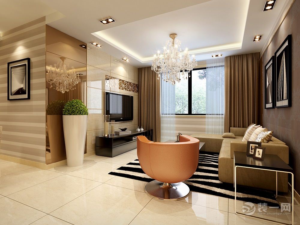 郑州东方梦圆现代简约80平二居室现代简约风格客厅