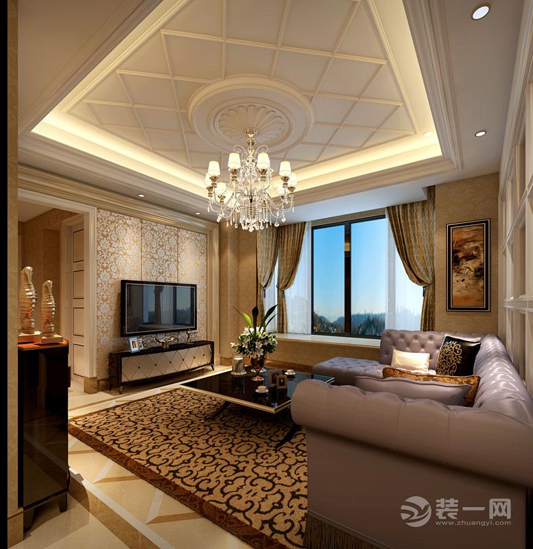 郑州祝福红城88平三居室简欧风格装修效果图客厅效果图