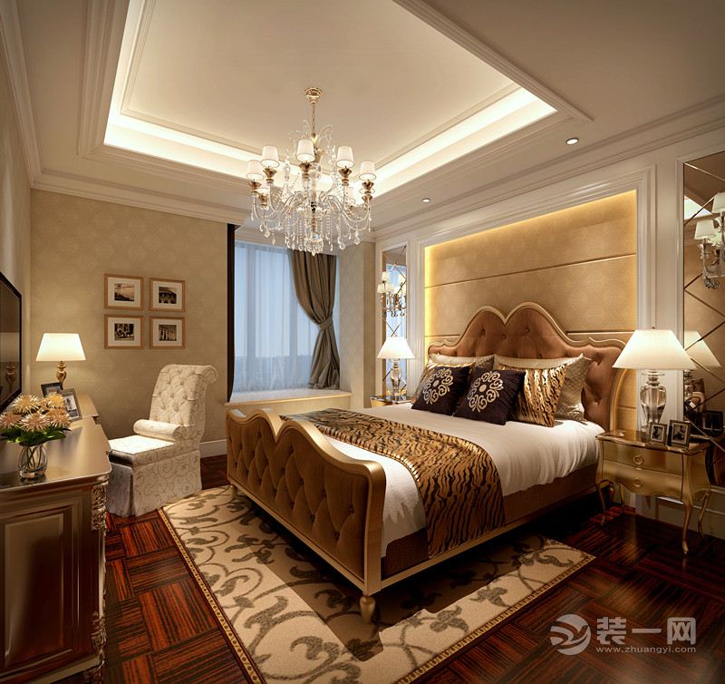 郑州祝福红城88平三居室简欧风格装修效果图主卧室效果图