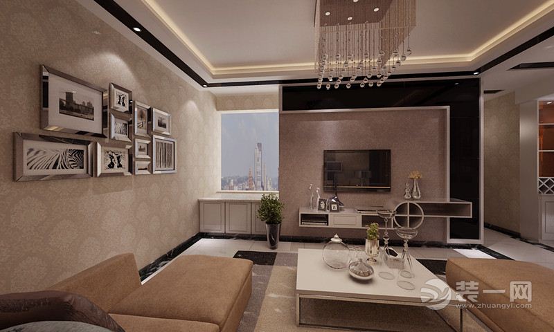 郑州美誉小区98平三居室后现代风格客厅效果图